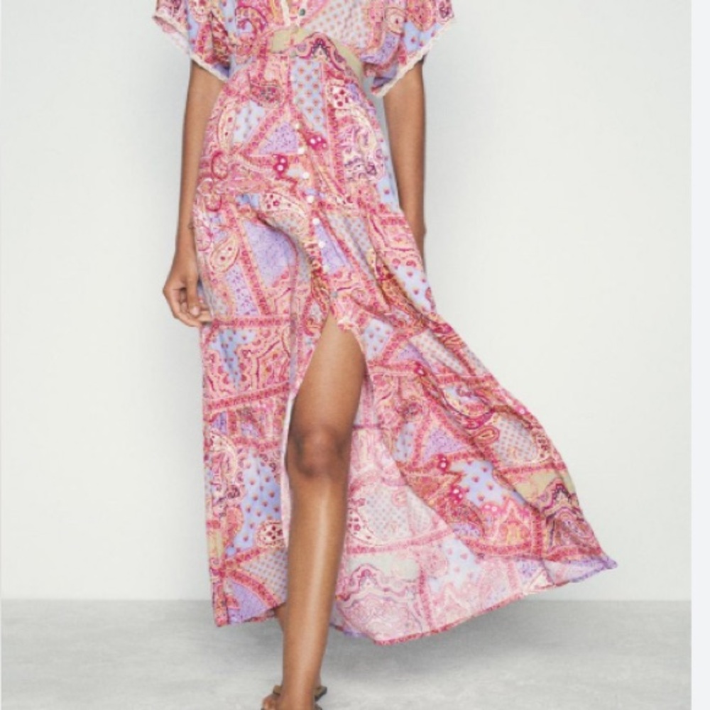 Zara Multicolor Printed Summer Tunic Maxi Dress SMALL